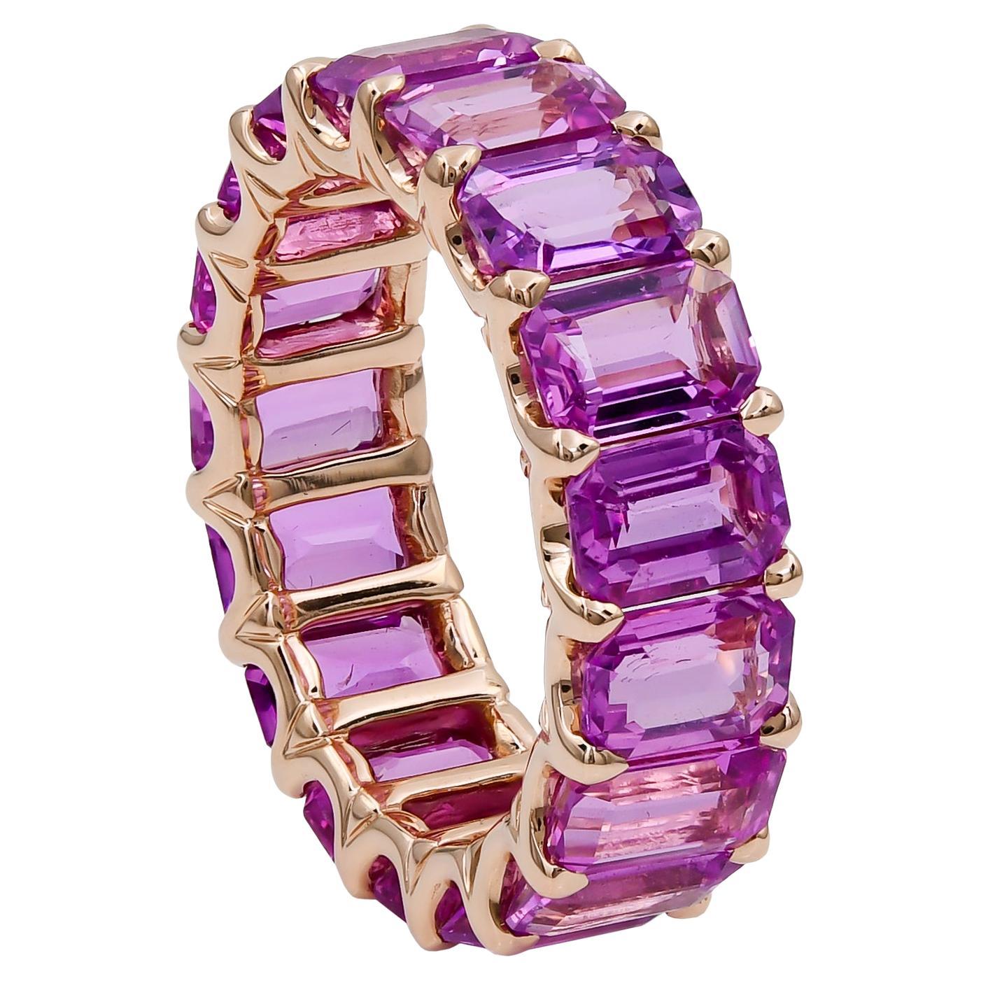 Spectra Fine Jewelry 10.43 Carat Pink Sapphire Eternity Ring For Sale