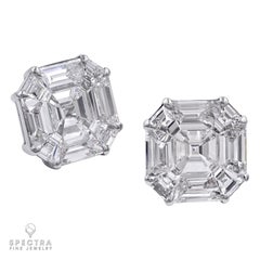 Spectra Fine Jewelry 10.74 Carats Illusion Asscher-shape Diamond Stud Earrings