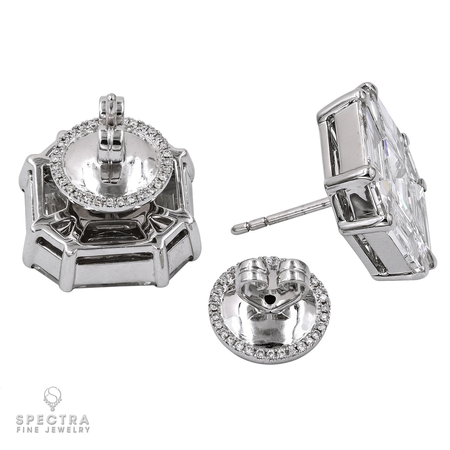 Contemporary Spectra Fine Jewelry 10.74 Carats Illusion Asscher-shape Diamond Stud Earrings For Sale