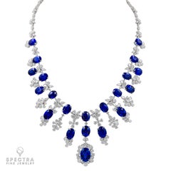 Spectra Fine Jewelry GRS Certified 112.50 Carat Oval Sapphire Diamond Suite