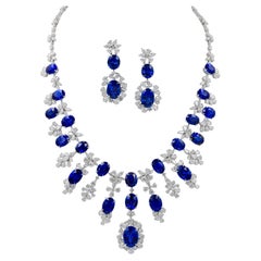 Spectra Fine Jewelry 112.50 Carat Oval Sapphire Diamond Suite