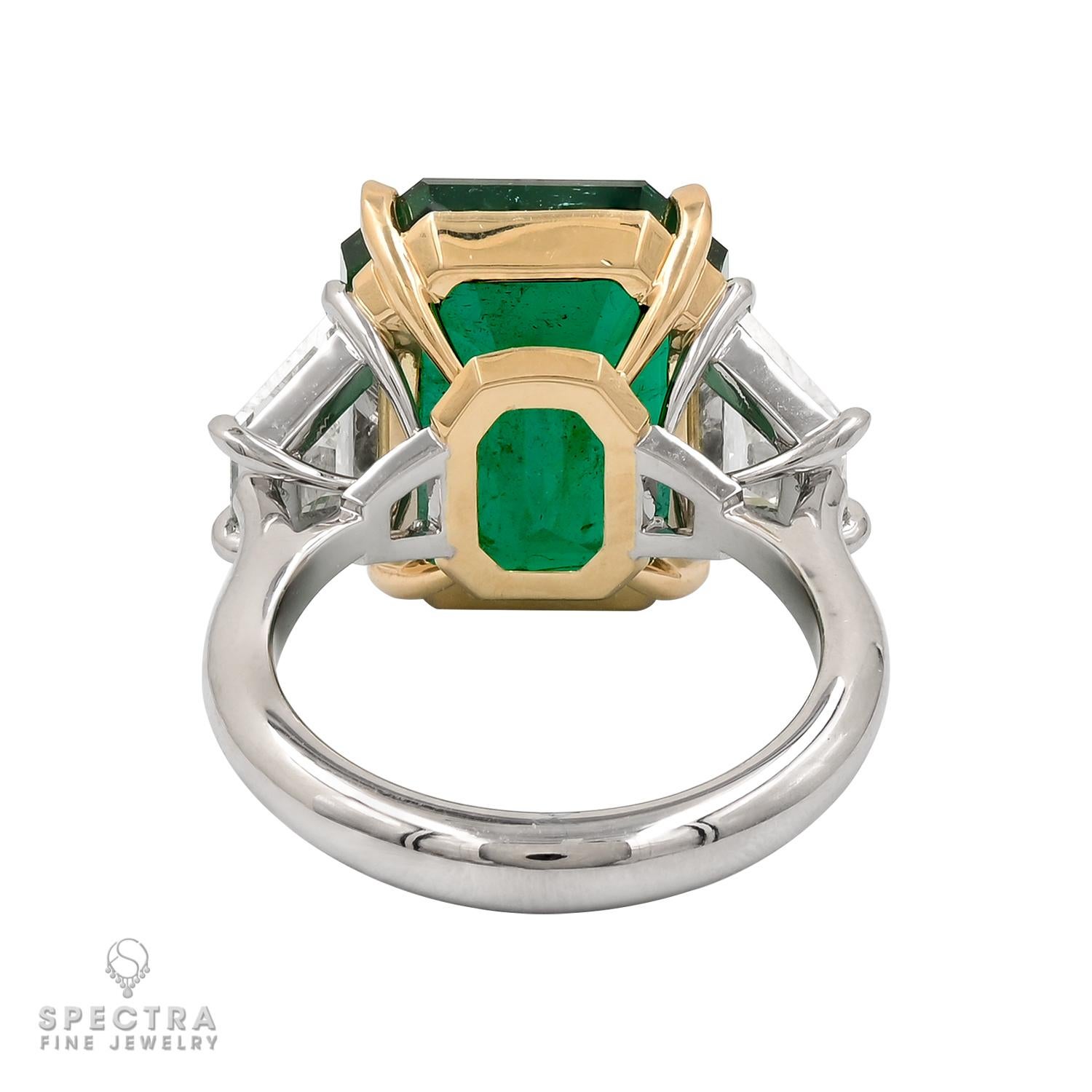 Contemporary Spectra Fine Jewelry 11.68 Carat Zambian Emerald Diamond Ring For Sale