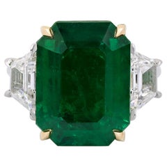 Used Spectra Fine Jewelry 11.68 Carat Zambian Emerald Diamond Ring