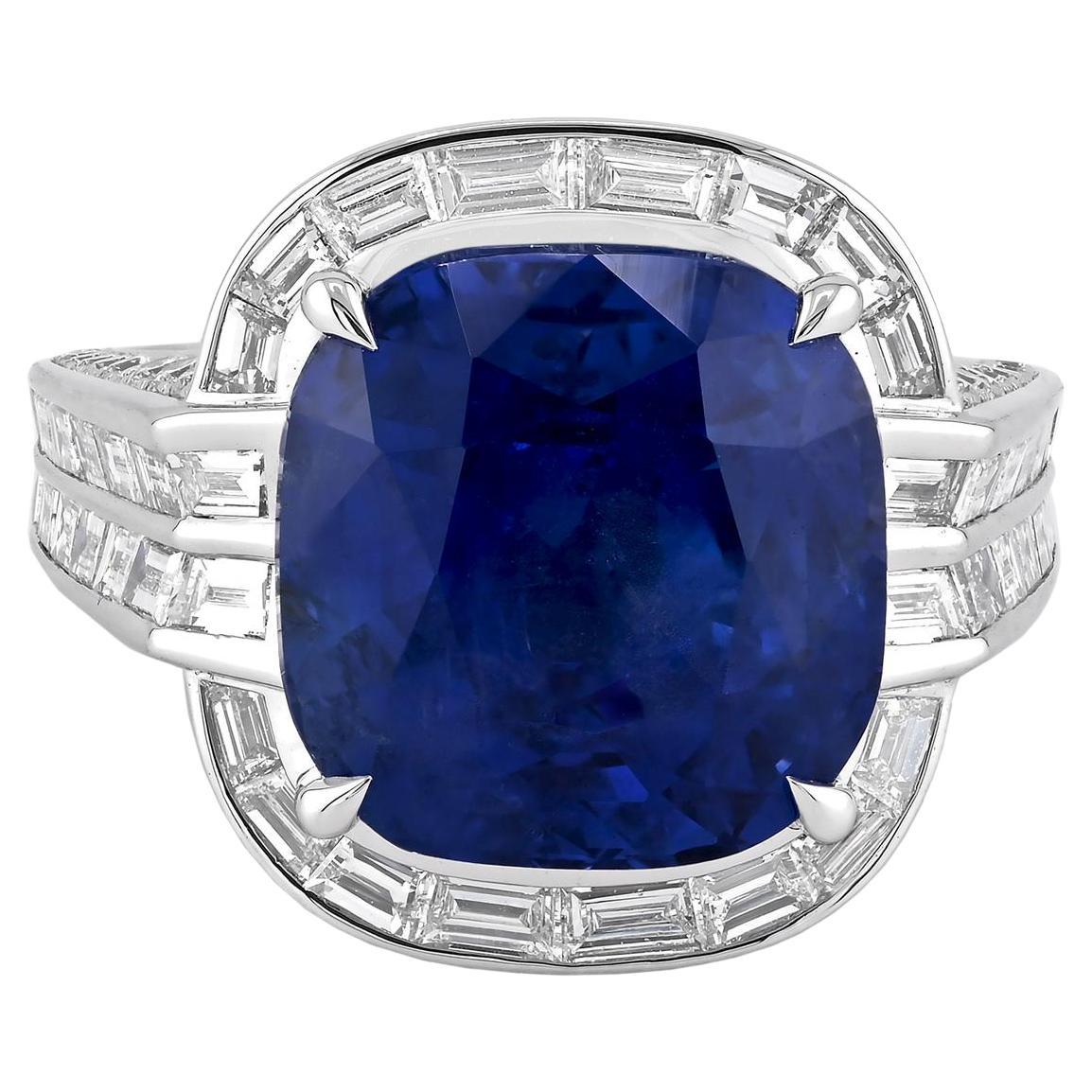Spectra Fine Jewelry 12.20 Carat Ceylon Unheated Sapphire Diamond Ring