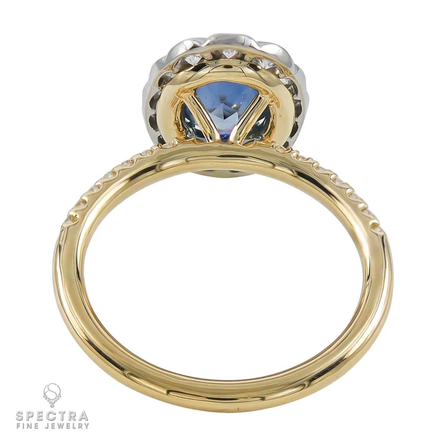 Oval Cut Spectra Fine Jewelry 1.42 Carat Sapphire Diamond Cocktail Ring For Sale