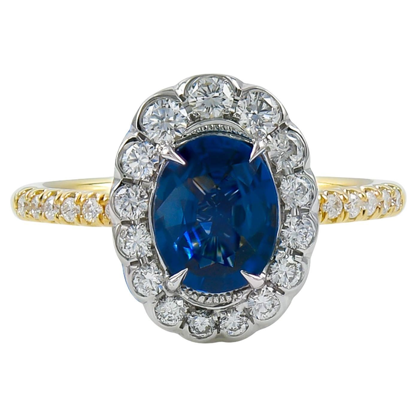 Spectra Fine Jewelry 1.42 Carat Sapphire Diamond Cocktail Ring For Sale