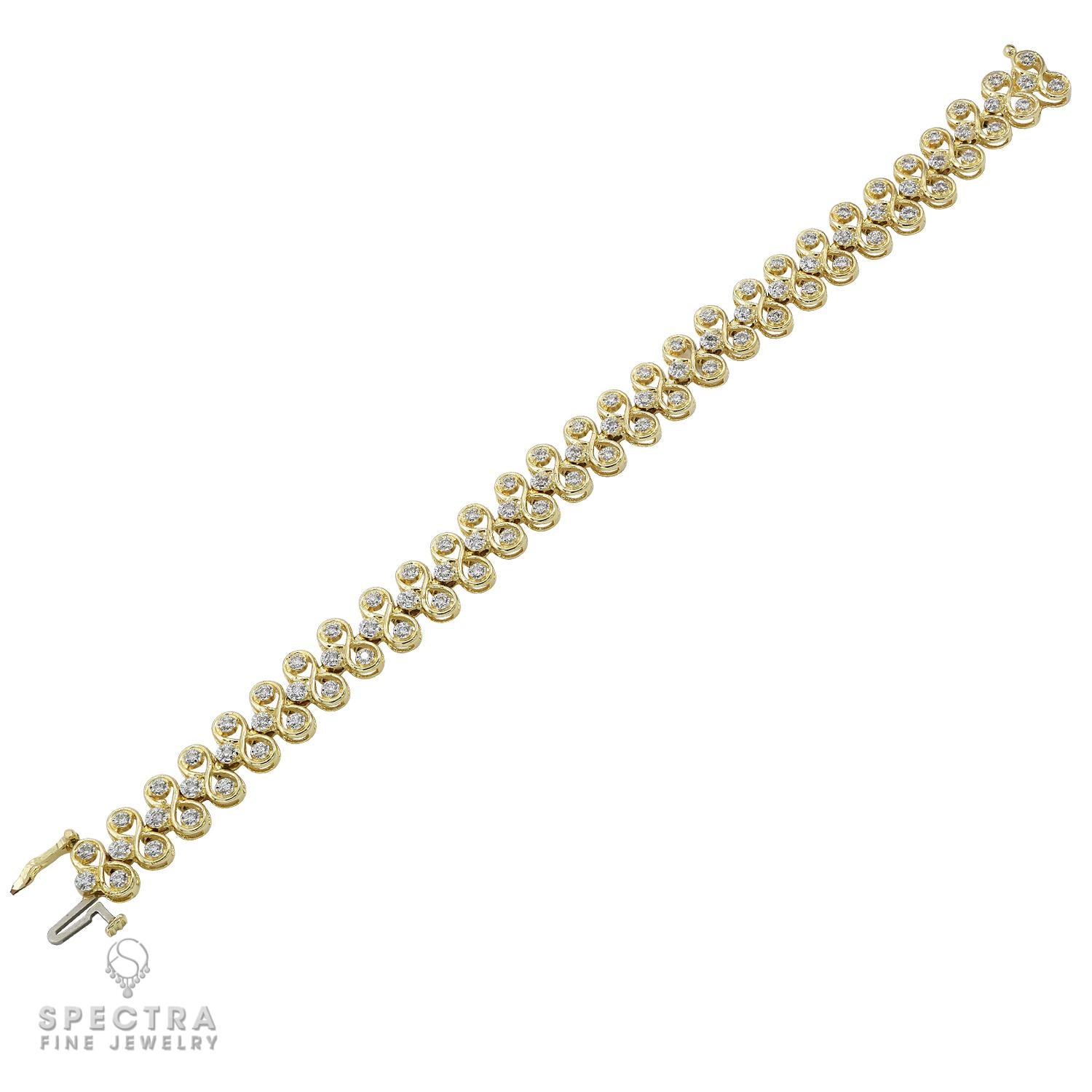 Spectra Fine Jewelry 14k Yellow Gold Diamond Bracelet In New Condition For Sale In New York, NY