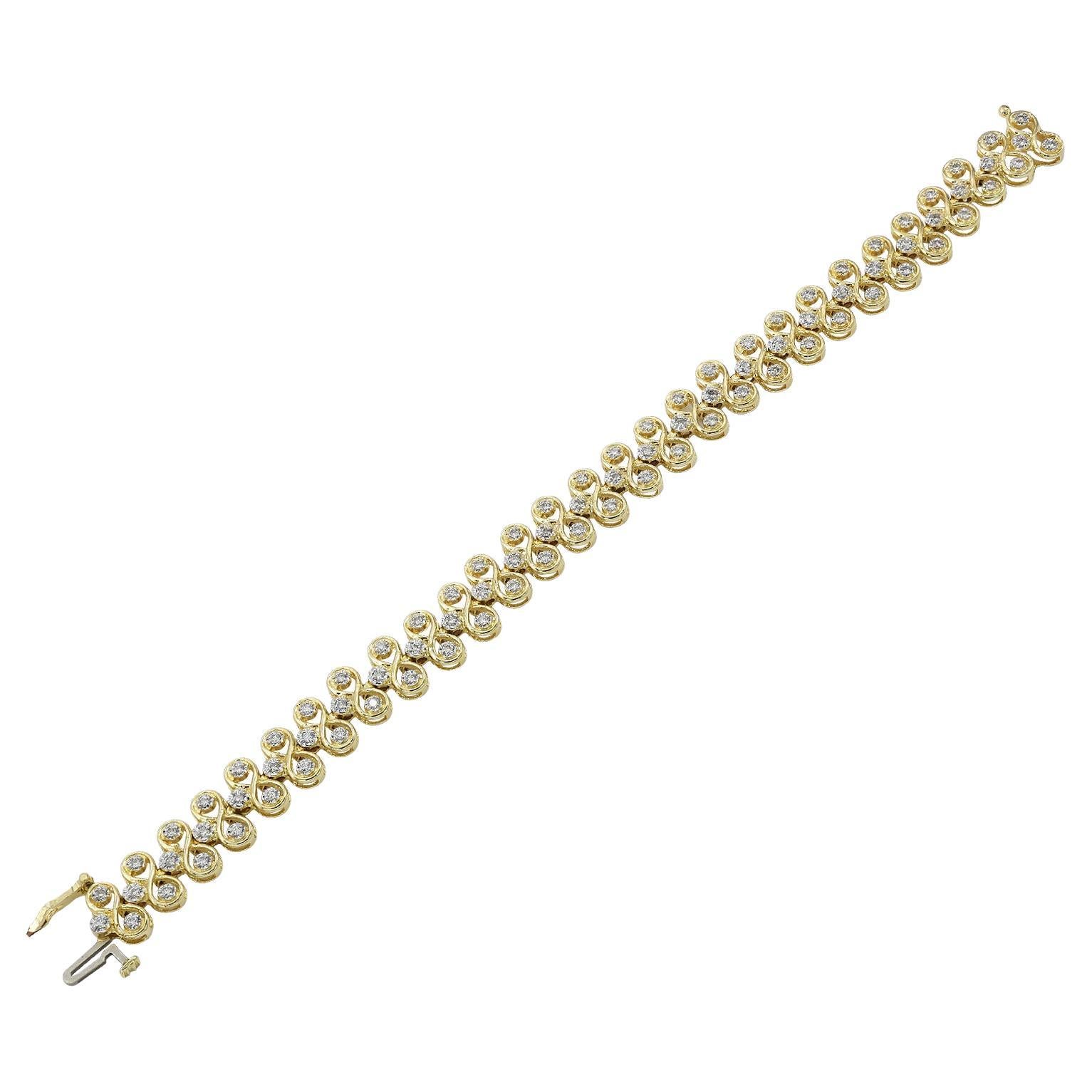 Spectra Fine Jewelry 14k Yellow Gold Diamond Bracelet For Sale