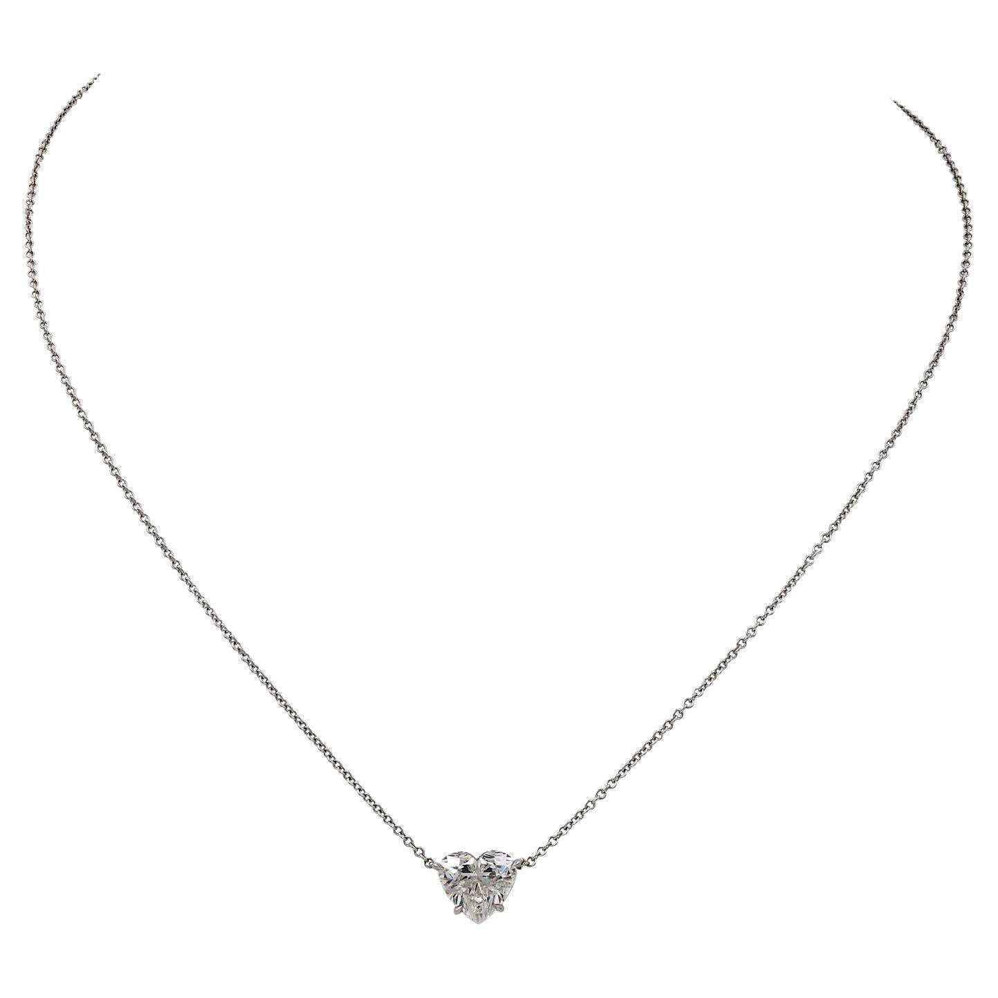 Spectra Fine Jewelry 1.58 Carat Heart Shape Diamond Pendant Necklace For Sale