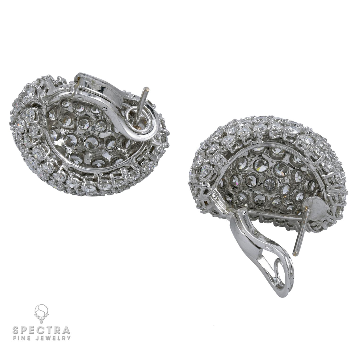 Round Cut Spectra Fine Jewelry 18 Karat White Gold Diamond Earrings For Sale