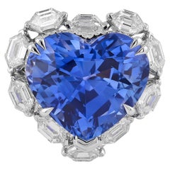 Spectra Fine Jewelry 18.29 Carat Heart Shaped Sapphire Diamond Ring