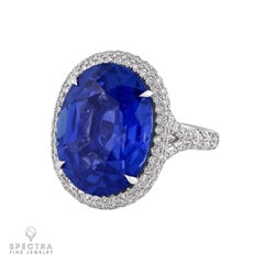Spectra Fine Jewelry 19.80 Carat Cornflower Blue Ceylon Sapphire Diamond Ring