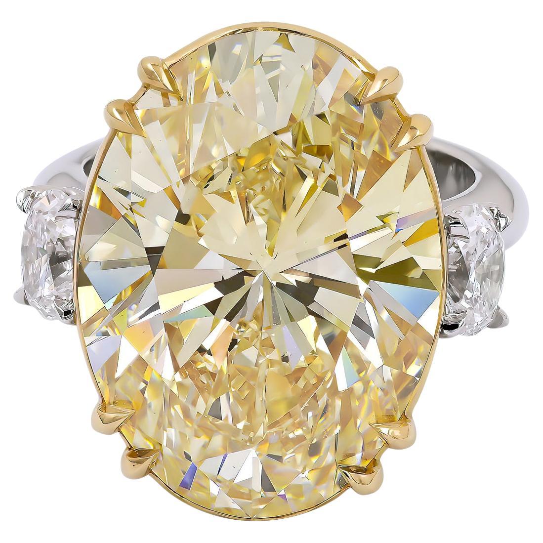 Spectra Fine Jewelry 20.17 Carat GIA Certified Fancy Light Yellow Diamond Ring For Sale