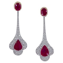 Spectra Fine Jewelry 20.24 Carat Ruby Diamond Drop Earrings