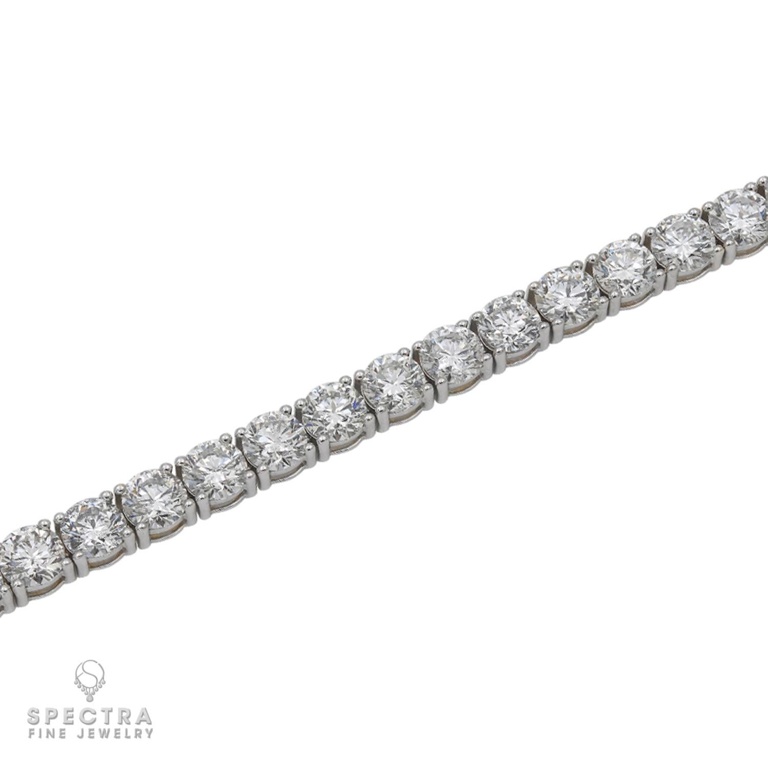 Contemporary Spectra Fine Jewelry 21.05 Carat Round Diamond Tennis Bracelet For Sale