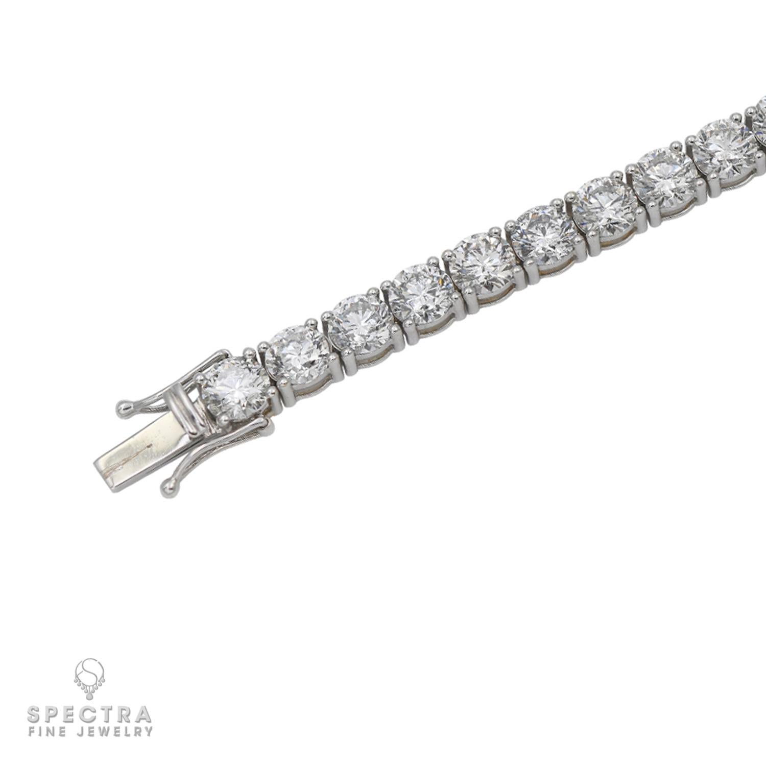 Round Cut Spectra Fine Jewelry 21.05 Carat Round Diamond Tennis Bracelet For Sale