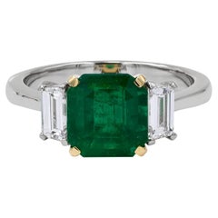 Spectra Fine Jewelry 2.11 Carat Colombian Emerald Diamond Platinum Ring