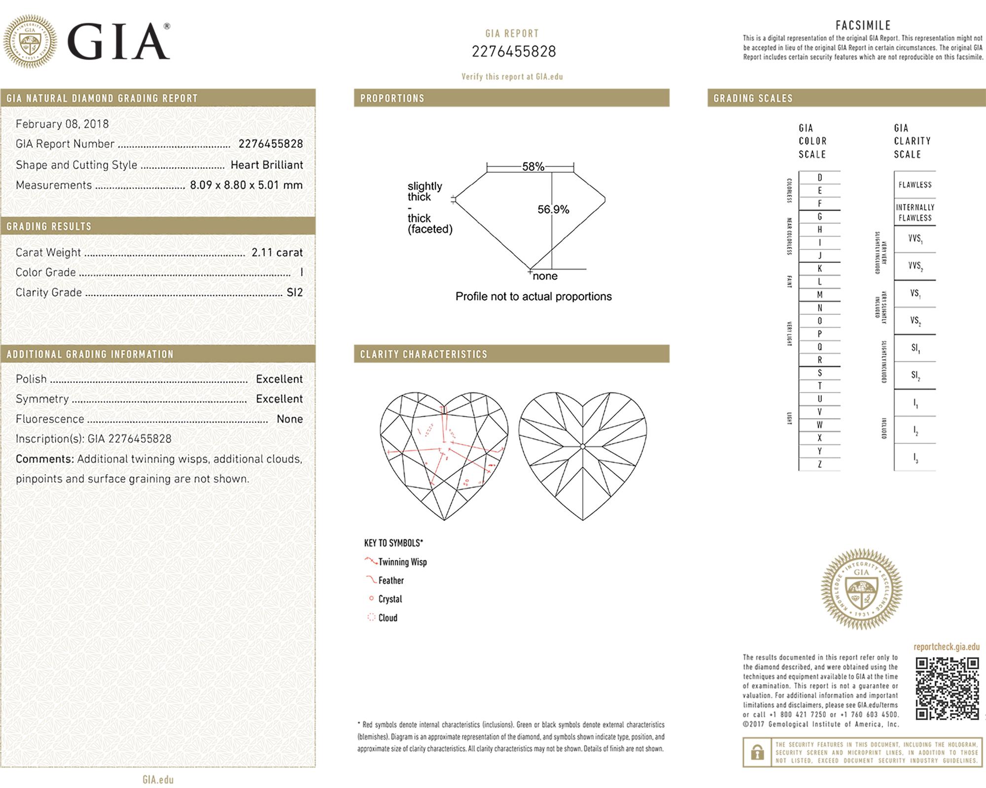 Contemporary Spectra Fine Jewelry 2.11 Carat Heart-shape Diamond Pendant Necklace For Sale