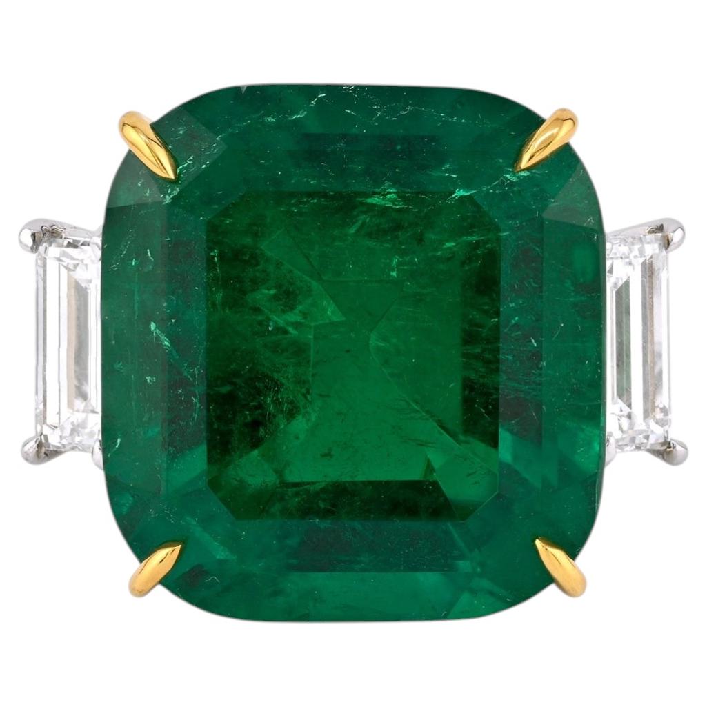 Spectra Fine Jewelry 23,88ct kolumbianischen Smaragd und Diamant Drei Stein Ring