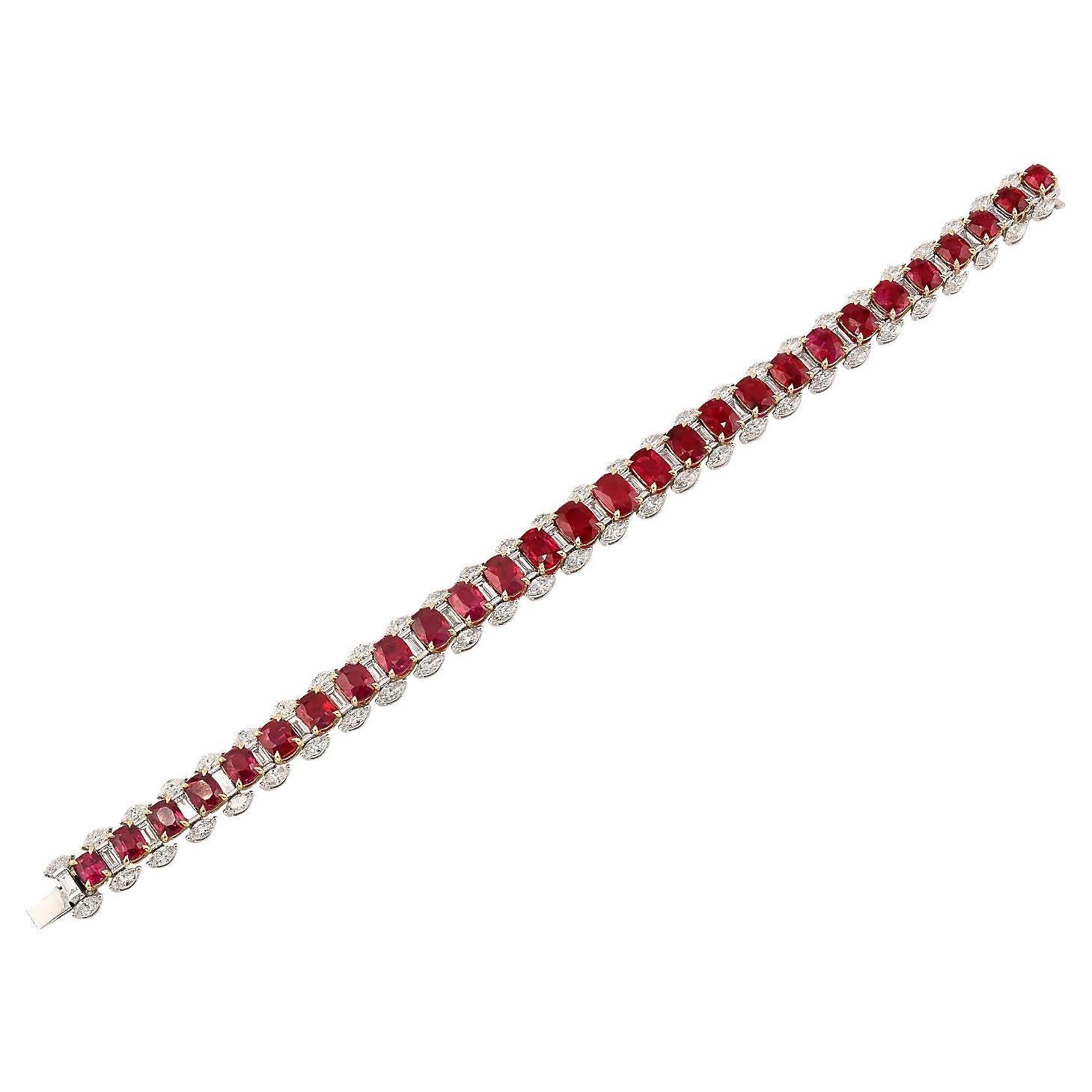 Spectra Fine Jewelry 26.21 cts. Burma Ruby & Diamond Line Bracelet
