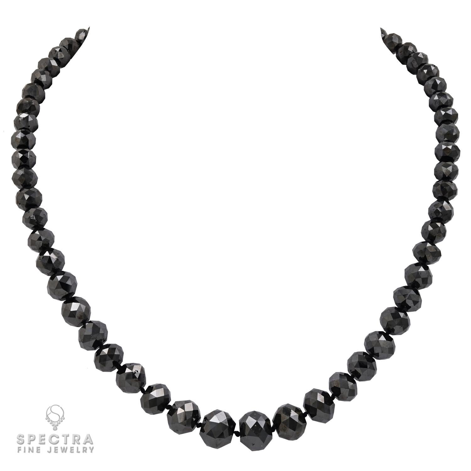 Round Cut Spectra Fine Jewelry Black Diamond Necklace Earrings Demi Parure Suite For Sale