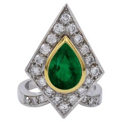 Spectra Fine Jewelry GRS Certified Emerald Diamond Pyramid Ring