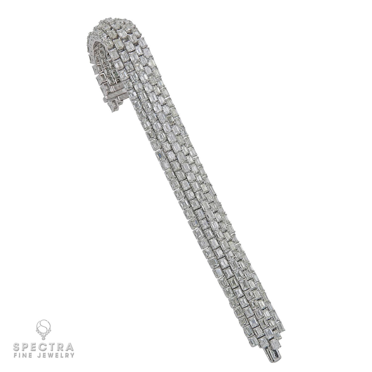 Spectra Fine Jewelry 40.40 Carat 5-Row Diamond Bracelet In New Condition For Sale In New York, NY