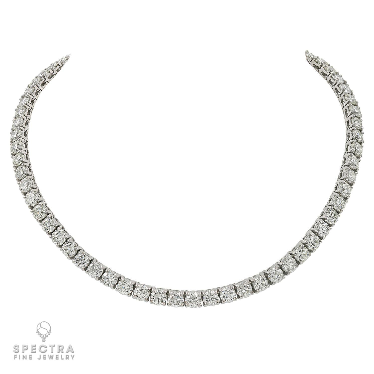Spectra Fine Jewelry 47,60 Karat Diamant-Tennis-Halskette (Rundschliff) im Angebot