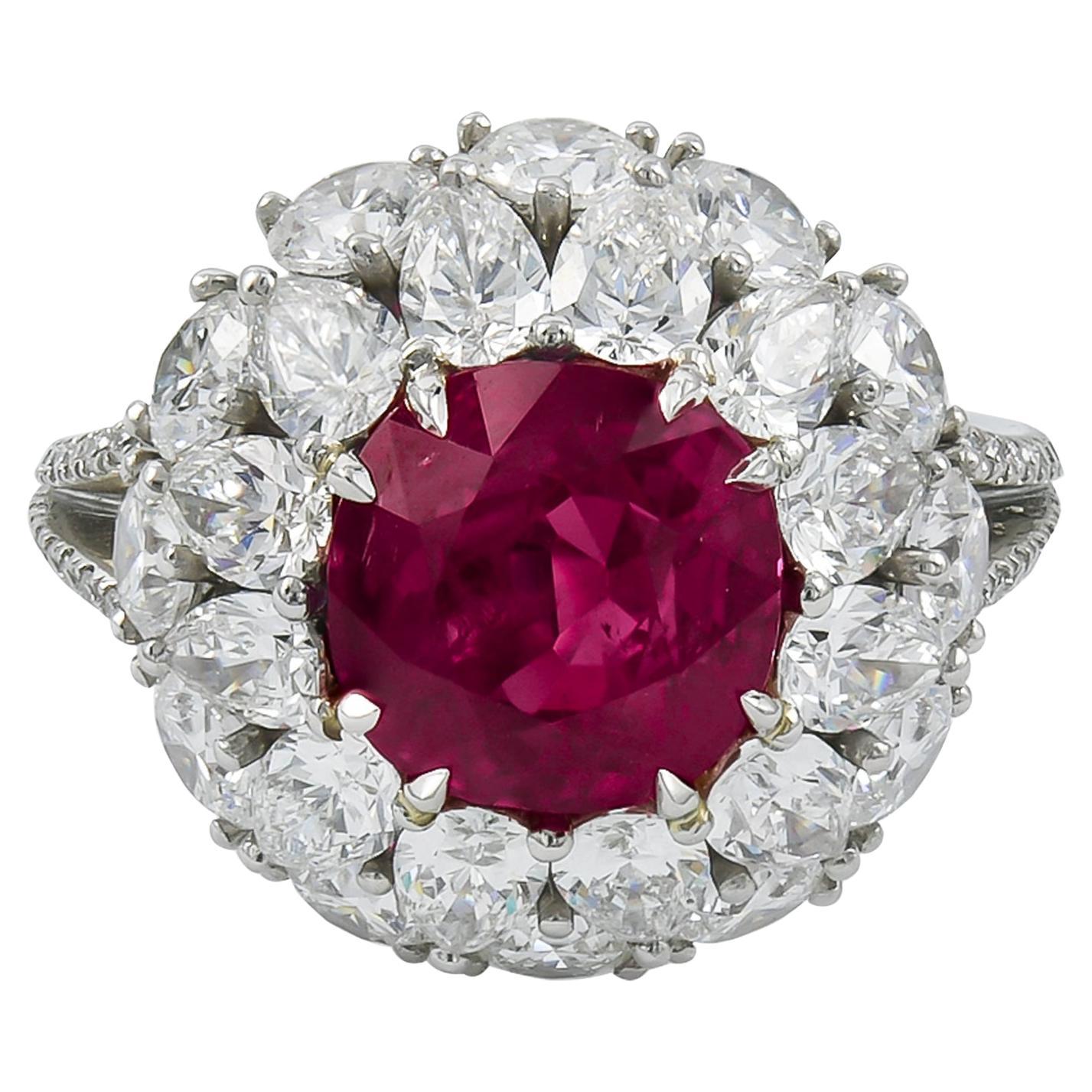 Spectra Fine Jewelry 4.99 Carat Ruby Diamond Cocktail Ring