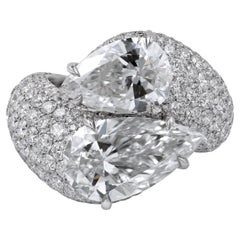 Spectra Fine Jewelry Bypass-Ring mit 5,02 und 3,02 Karat birnenförmigem Diamanten in Birnenform