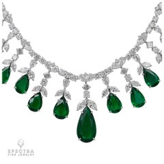 Spectra Fine Jewelry GRS Certified Zambian Emerald Diamond Necklace