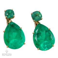 Spectra Fine Jewelry C. Dunaigre Certified Colombian Emerald Drop Earrings