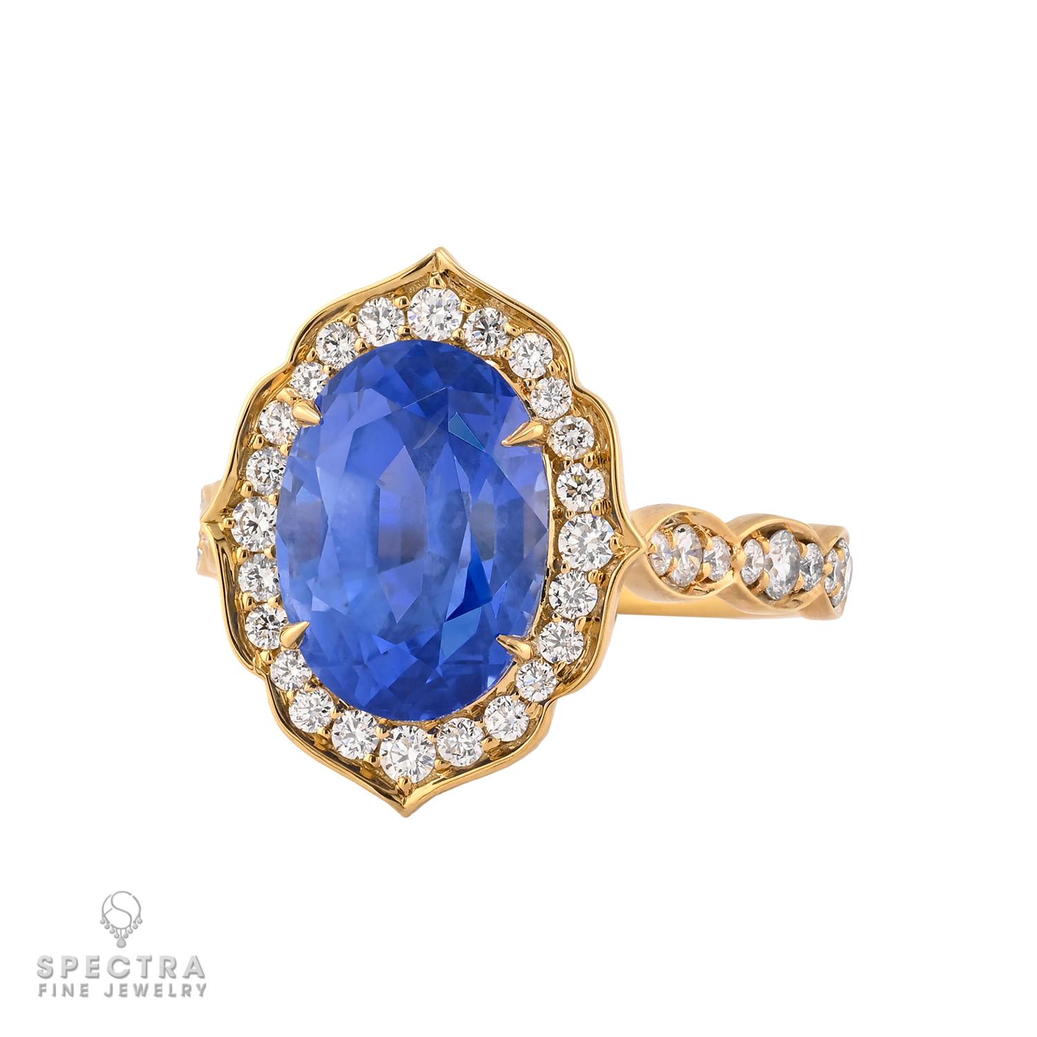 Contemporary Spectra Fine Jewelry 6.0 Carat Unheated Ceylon Sapphire Diamond Ring For Sale