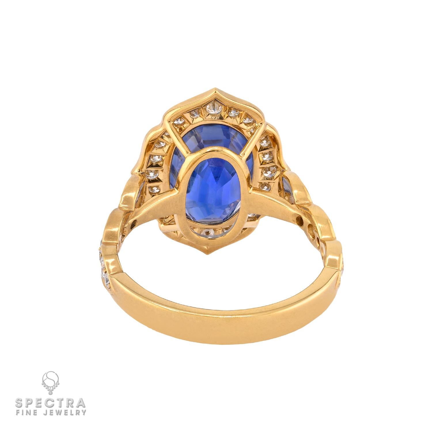 Oval Cut Spectra Fine Jewelry 6.0 Carat Unheated Ceylon Sapphire Diamond Ring For Sale