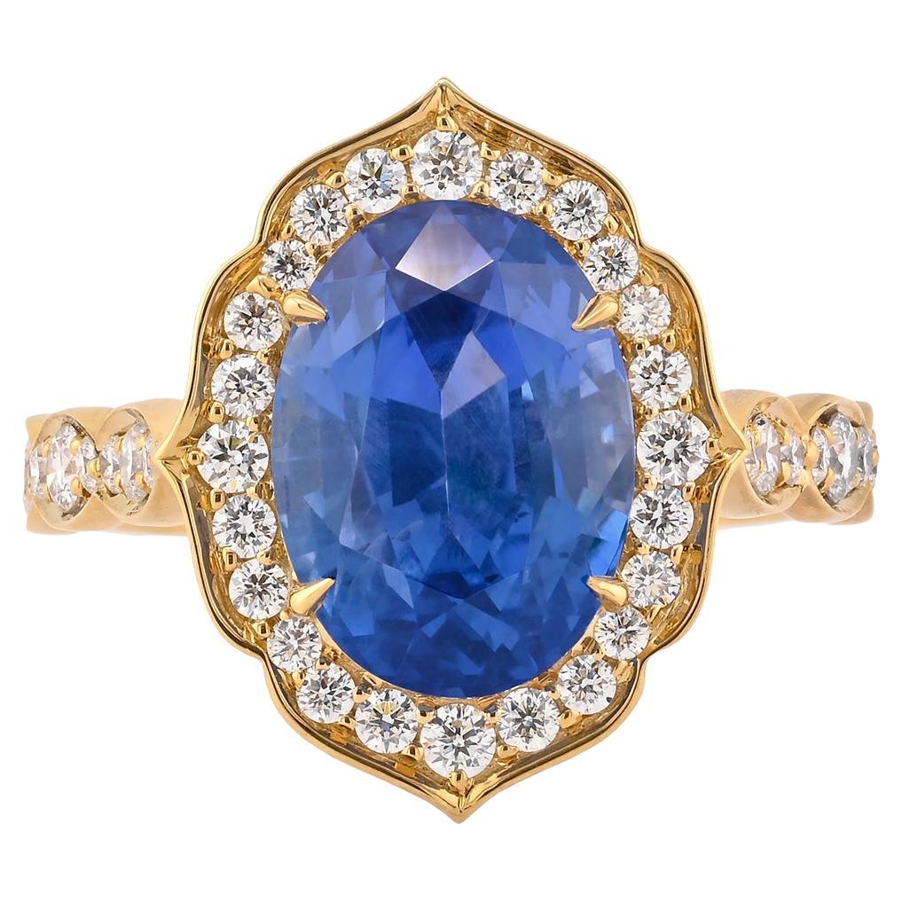 Spectra Fine Jewelry 6.0 Carat Unheated Ceylon Sapphire Diamond Ring
