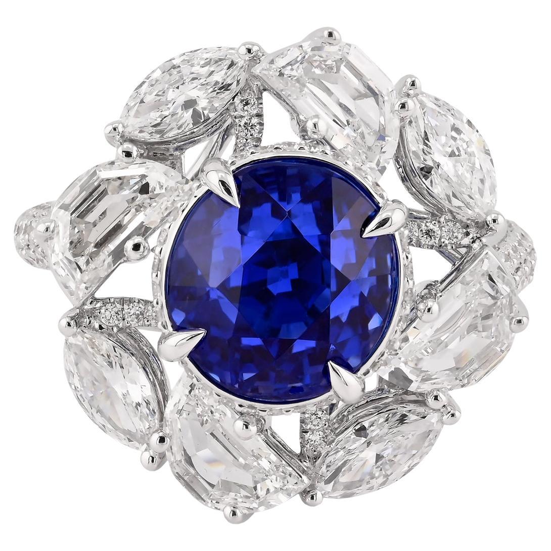 Spectra Fine Jewelry 6,60 Karat Saphir Diamant Cocktail Ring
