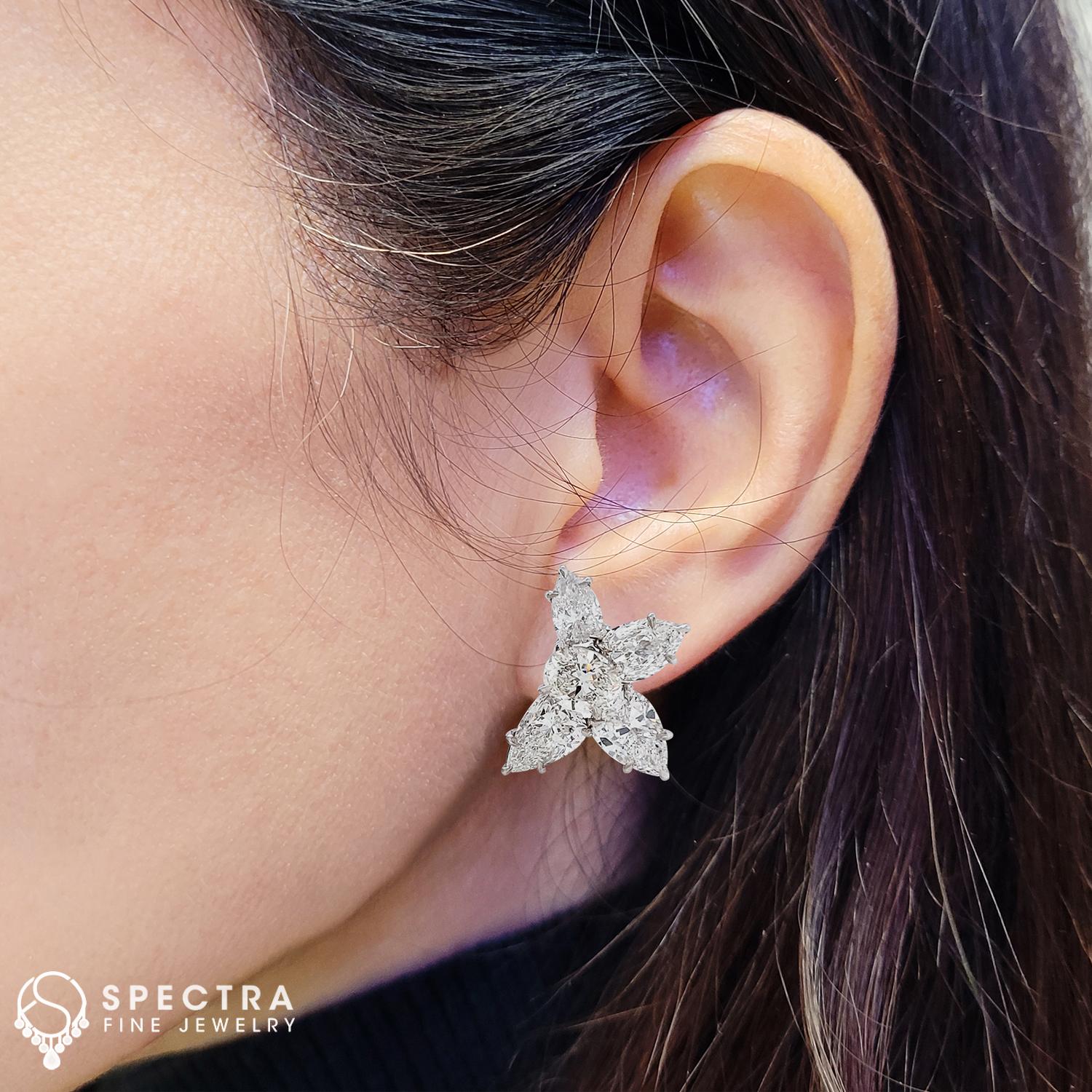 Spectra Fine Jewelry 7,20 Karat Gesamt Diamant-Cluster-Ohrringe mit Diamanten (Gemischter Schliff) im Angebot