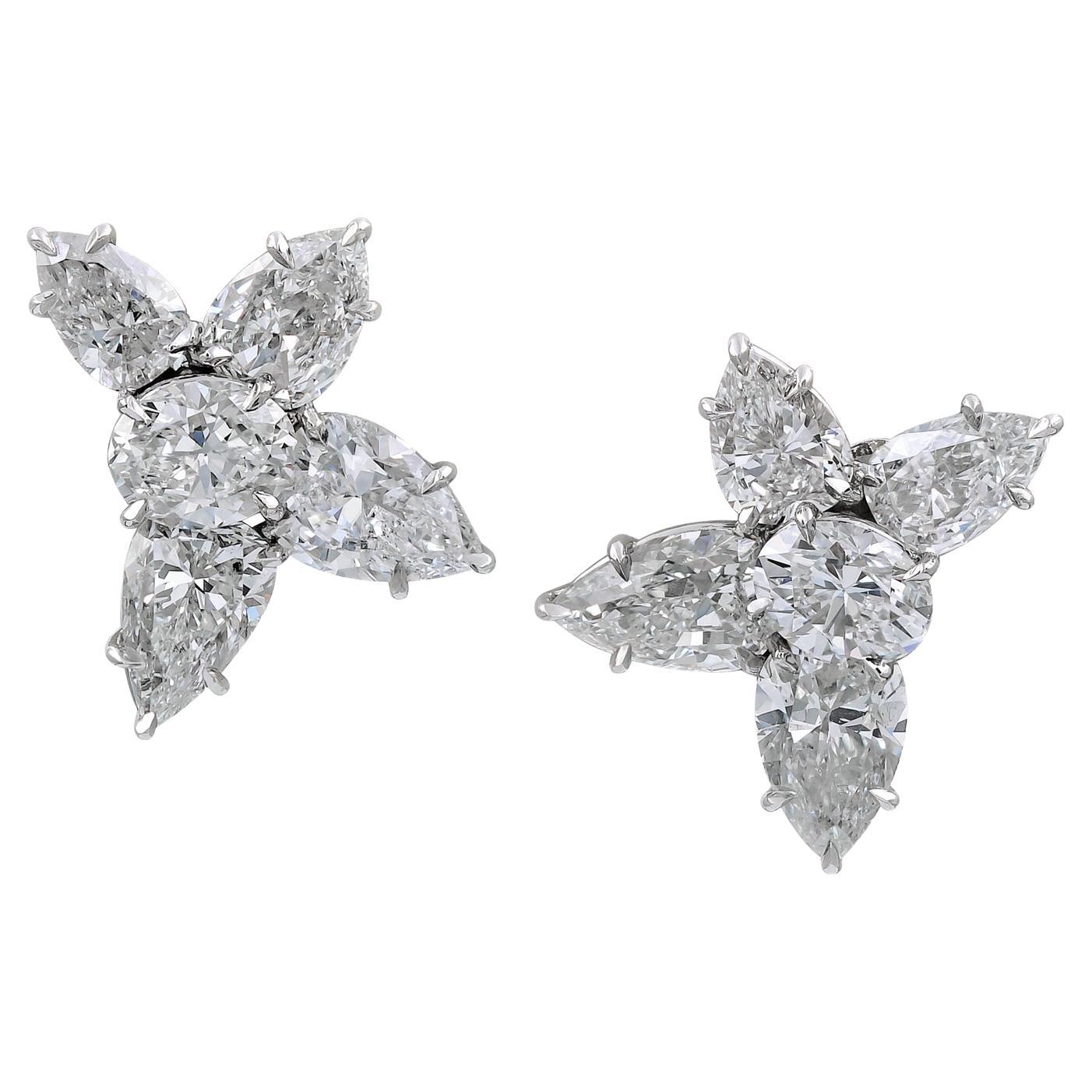 Spectra Fine Jewelry 7,20 Karat Gesamt Diamant-Cluster-Ohrringe mit Diamanten im Angebot