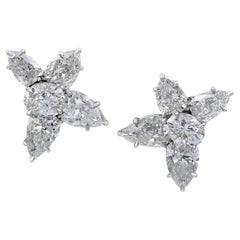 Spectra Fine Jewelry 7.20 Carats Total Diamond Cluster Earrings