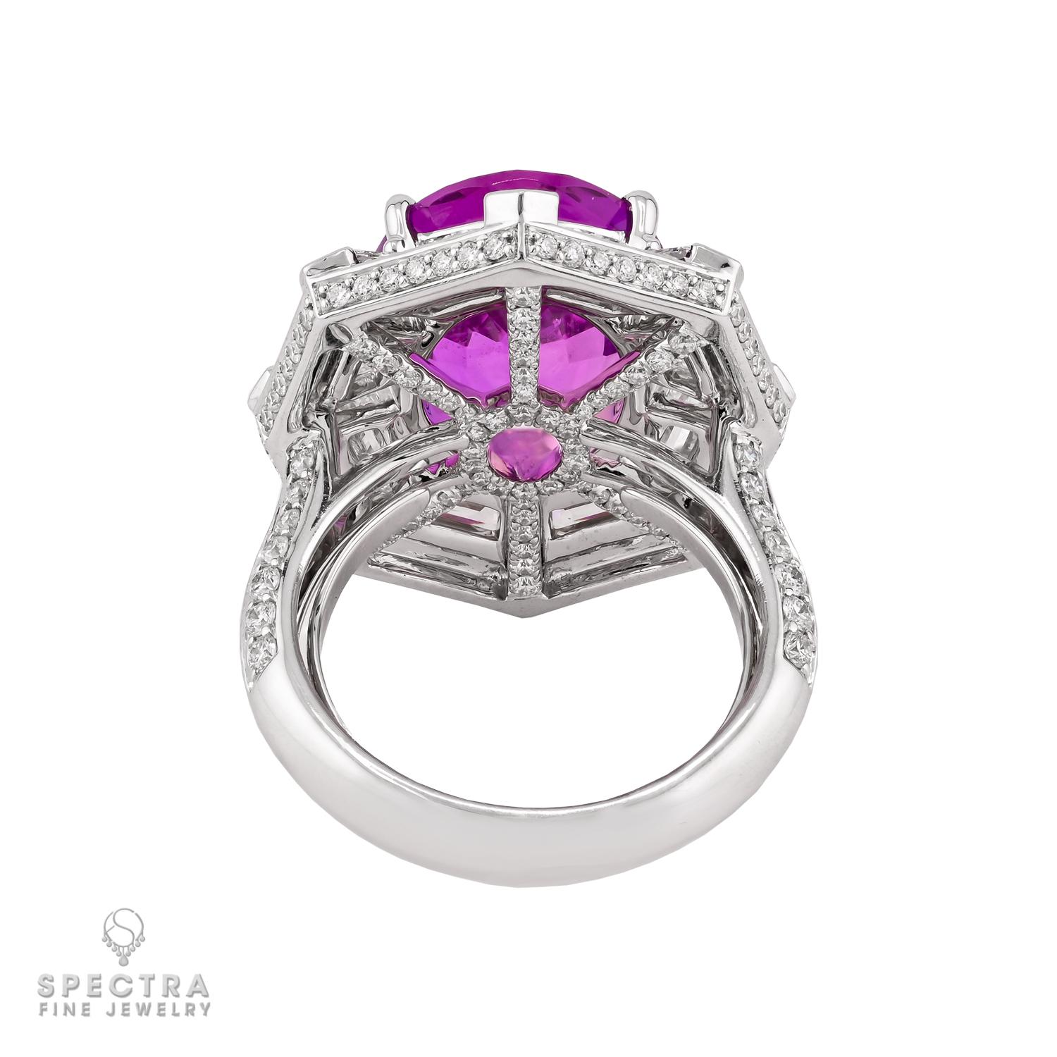 Contemporary Spectra Fine Jewelry 7.33 Carat Madagascar Pink Sapphire Diamond Ring For Sale