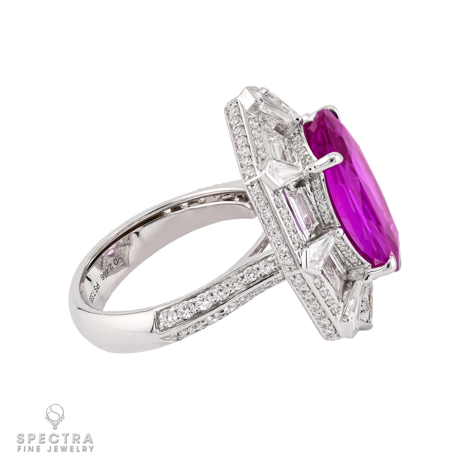 Oval Cut Spectra Fine Jewelry 7.33 Carat Madagascar Pink Sapphire Diamond Ring For Sale