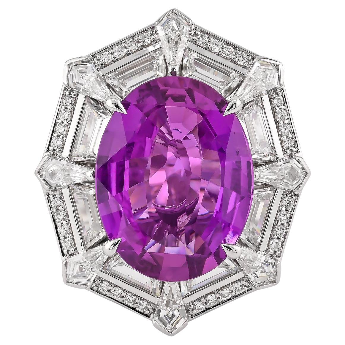 Spectra Fine Jewelry 7.33 Carat Madagascar Pink Sapphire Diamond Ring