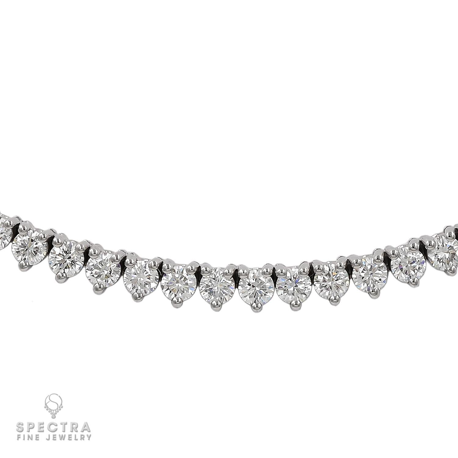 Indulge in the ultimate luxury with this exquisite 7.89cts Round Diamond Tennis Necklace in 18k White Gold. Every detail of this stunning piece speaks of elegance and sophistication.

Featuring 135 round brilliant-cut diamonds, totaling an