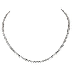 Spectra Fine Jewelry 7.89 Carat Round Diamond Tennis Necklace in 18k Gold