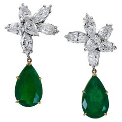 Spectra Fine Jewelry, GRS Certified Colombian Emerald Diamond Drop Earrings