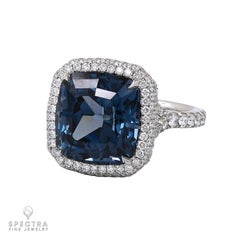 Spectra Fine Jewelry 8.46 Carat Certified Cobalt Blue Spinel Diamond Ring