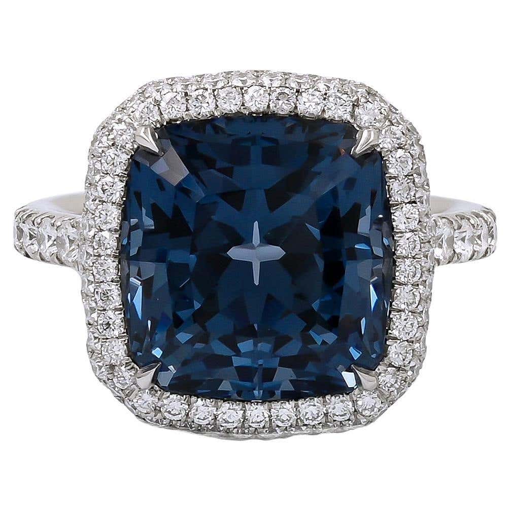 Real Blue Spinel Rings Spectra Fine Jewelry 8.46 Carat Certified Cobalt Blue Spinel Diamond ...