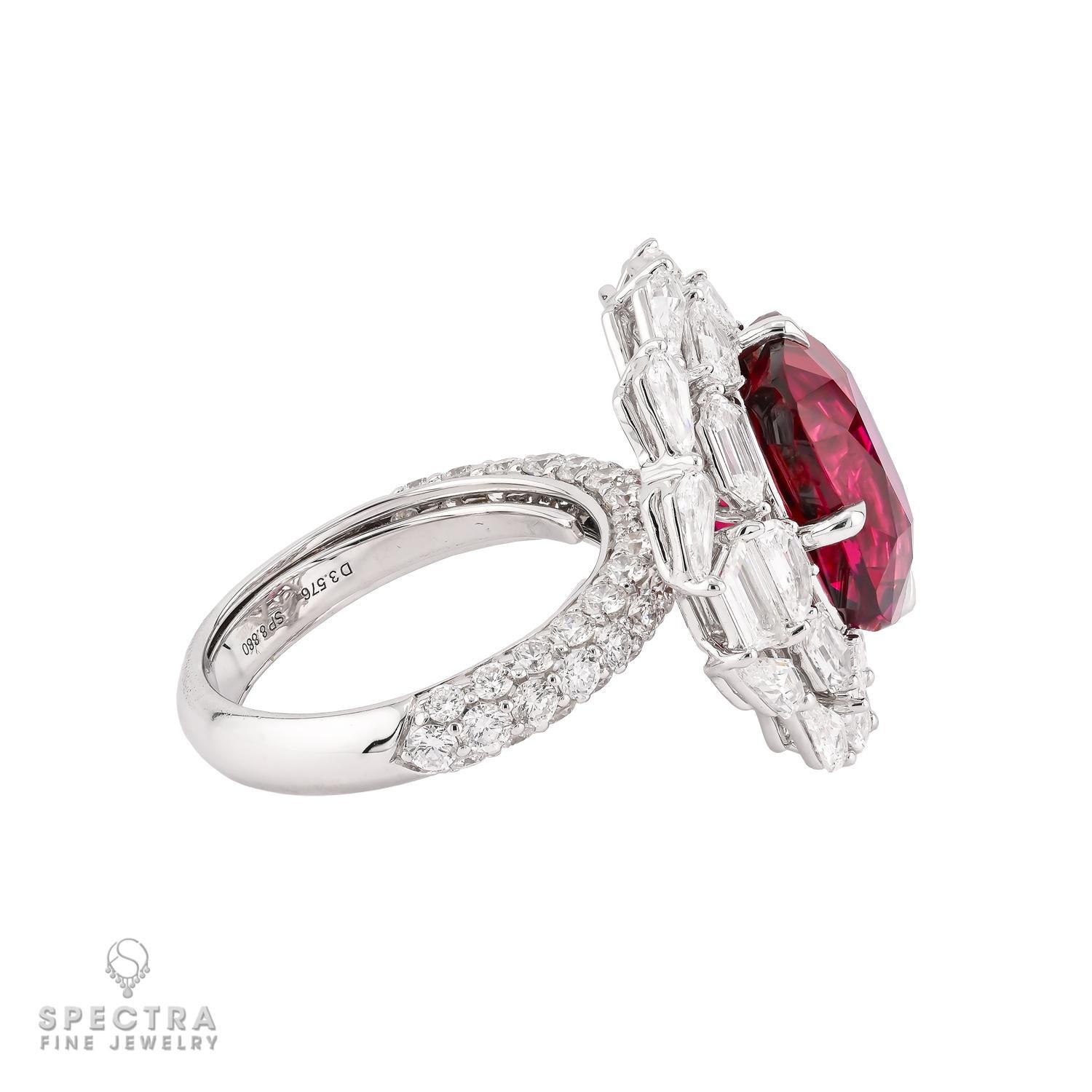 Contemporary Spectra Fine Jewelry 8.88 Carat Red Spinel Diamond Ring For Sale