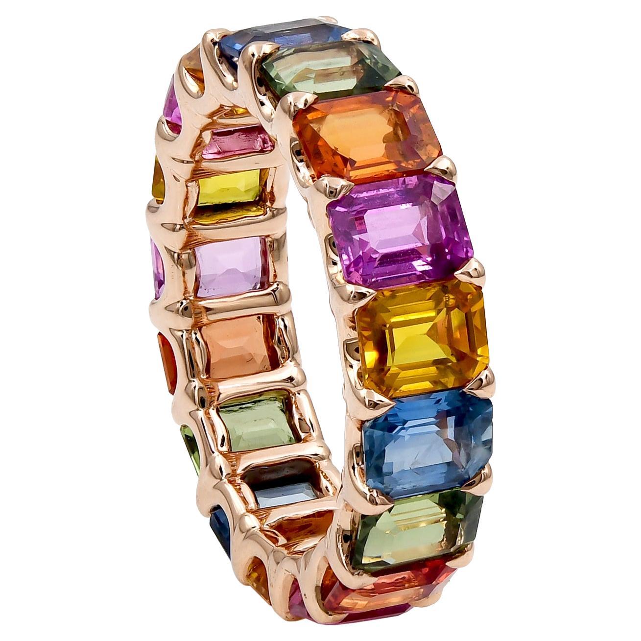 Spectra Fine Jewelry 9.34 Carat Multicolored Sapphire Eternity Band For Sale