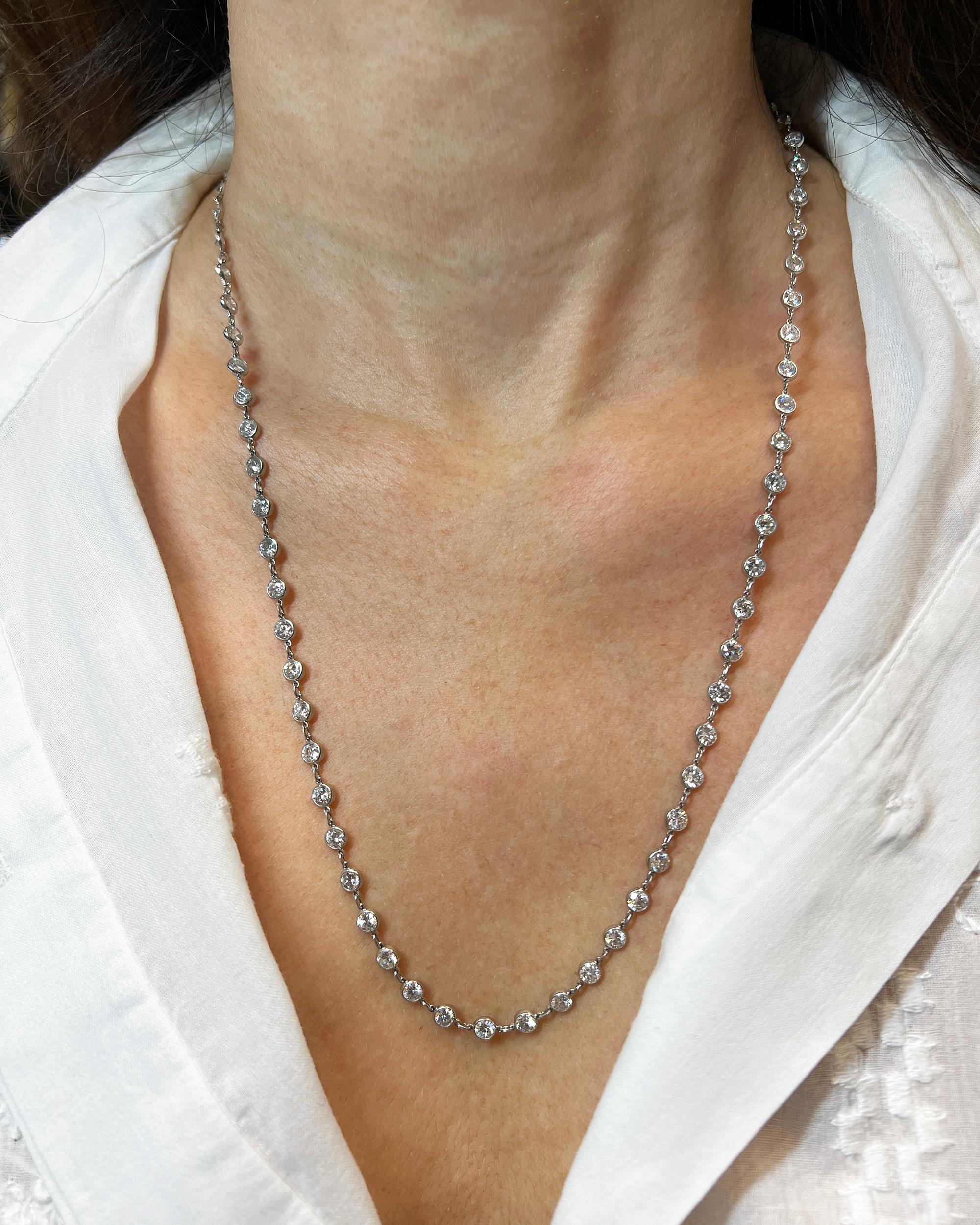 Contemporary Spectra Fine Jewelry 9.59 Carat Diamond-by-the-Yard Platinum Necklace For Sale